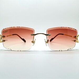 Cartier C Decor Diamond Cut Sunglasses w/ Red Lenses